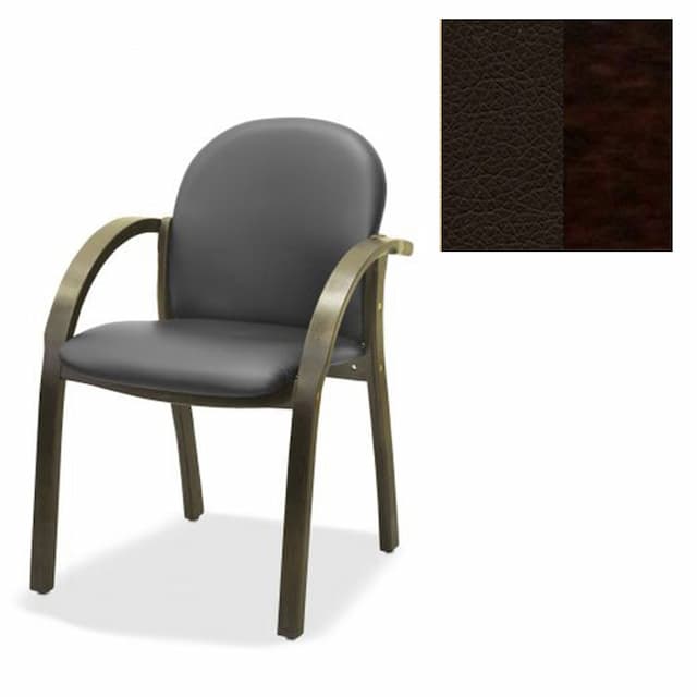 Офисный стул Юнитекс Джуно люкс экокожа премиум тёмно-коричневая CN1113/дерево-венге