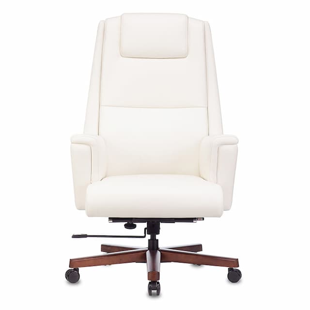 Кресло руководителя Бюрократ DUKE белый кожа крестов. металл/дерево