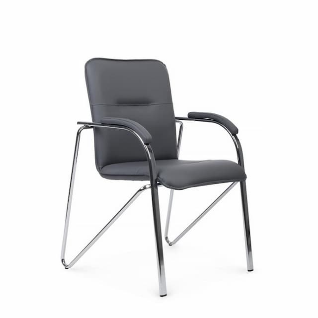 Стул с мягкими подлокотниками Riva Chair Самба (SMB-01H хром гальв.) серый