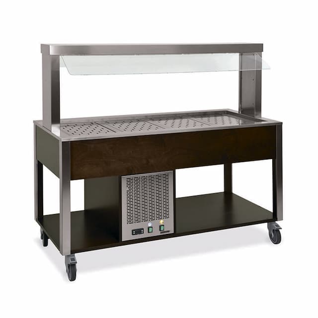 Стол Шведский охлаждаемый (защитное стекло статичное) MetalCarrelli 6900.3-W (венге)